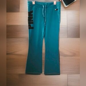 Victoria's Secret PINK Y2K Teal Blue Athletic LOGO Flare Sweatpants Loungewear L